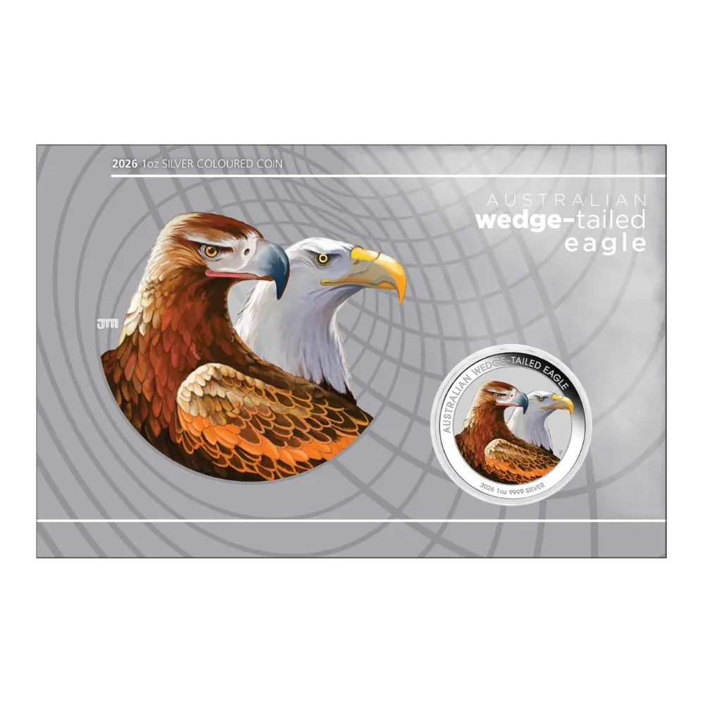 2026 1 oz 99.99 Silver Australian Wedge-tailed Eagle Coloured Coin in Card