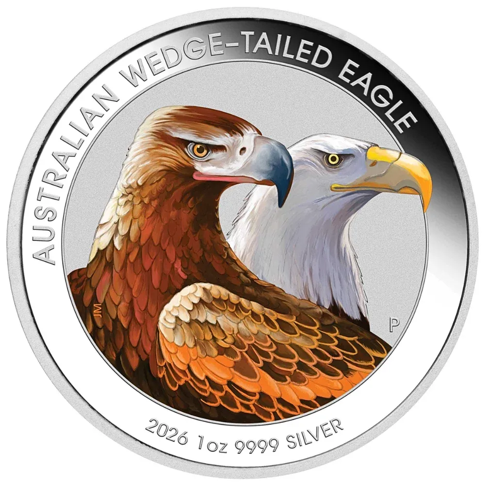 2026 1 oz 99.99 Silver Australian Wedge-tailed Eagle Coloured Coin in Card