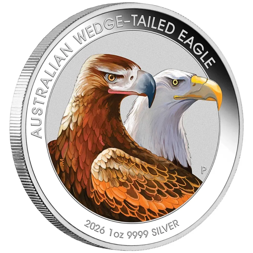 2026 1 oz 99.99 Silver Australian Wedge-tailed Eagle Coloured Coin in Card