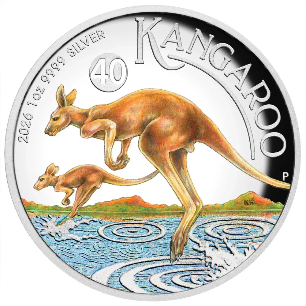 2026 Australia 1 oz Silver Kangaroo High Relief Coloured Proof Coin
