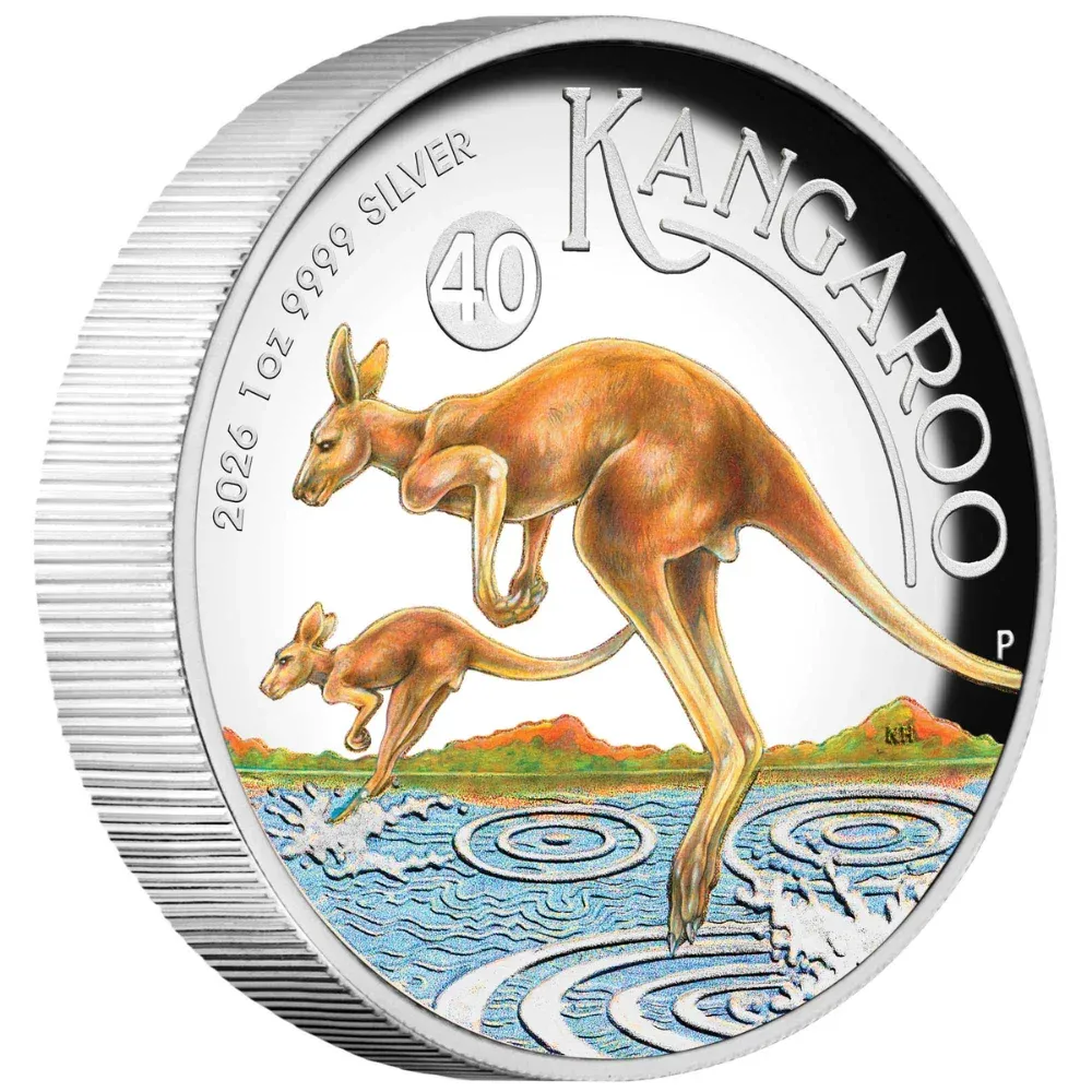 2026 Australia 1 oz Silver Kangaroo High Relief Coloured Proof Coin