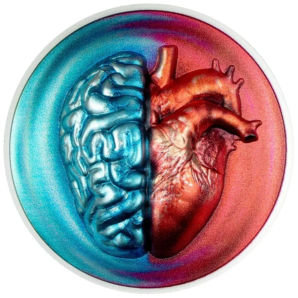 2026 Cook Islands 2 oz Silver Head vs. Heart Coloured Proof Coin