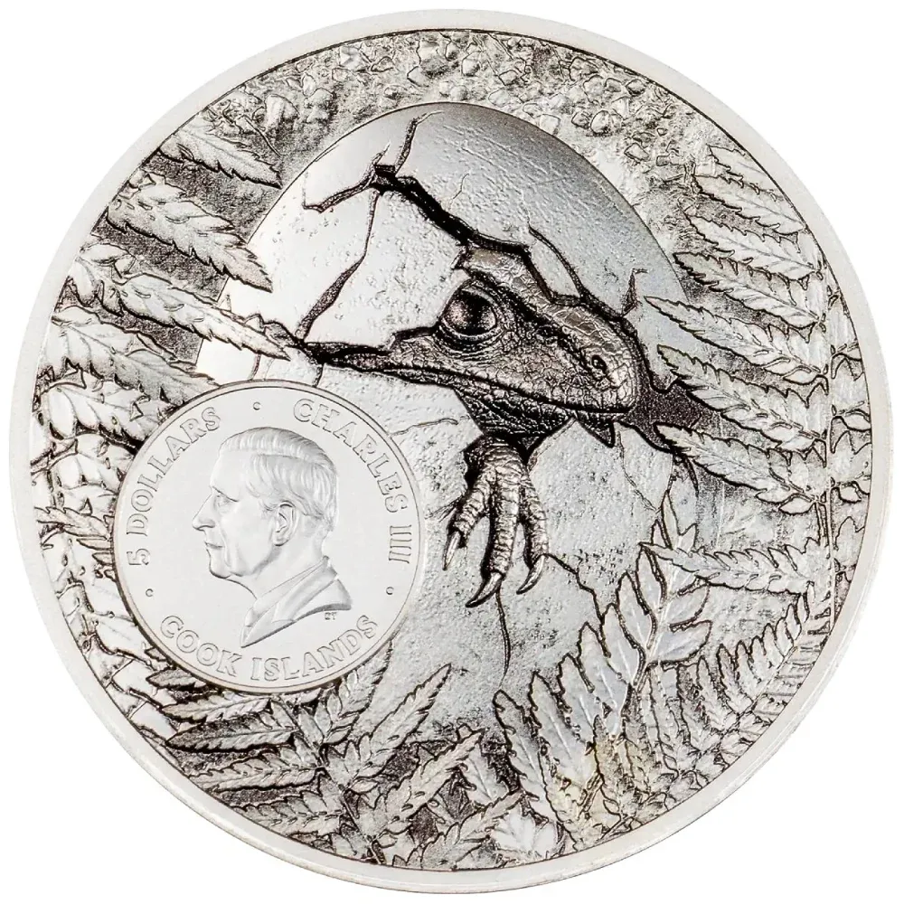 2026 Cook Islands 1 oz Silver Jurassic Relics - Carcharodontosaurus Coloured Proof Coin