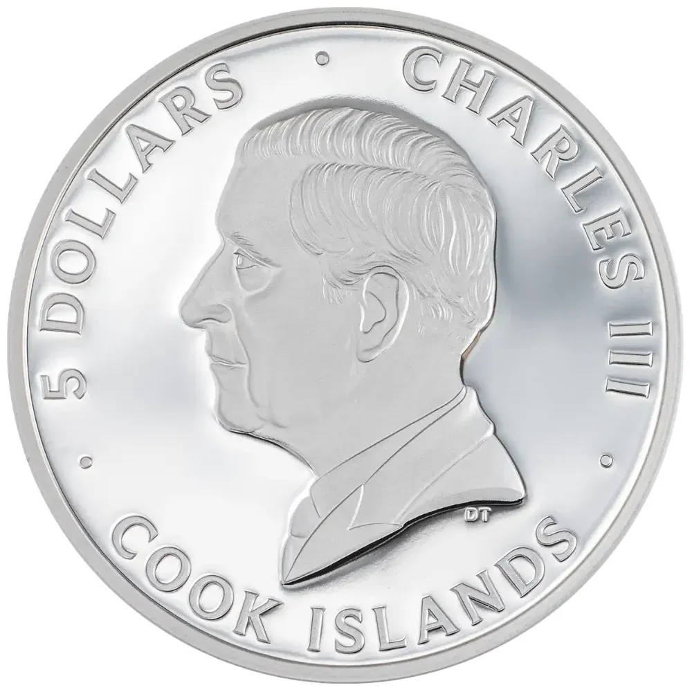 2026 Cook Islands 1 oz Silver Line Art - Flamingo Coloured Coin