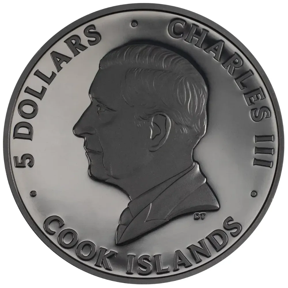 2026 Cook Islands 1 oz Silver - Wave Obsidian Black Coin