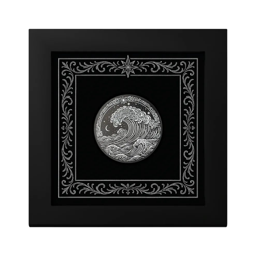 2026 Cook Islands 1 oz Silver - Wave Obsidian Black Coin