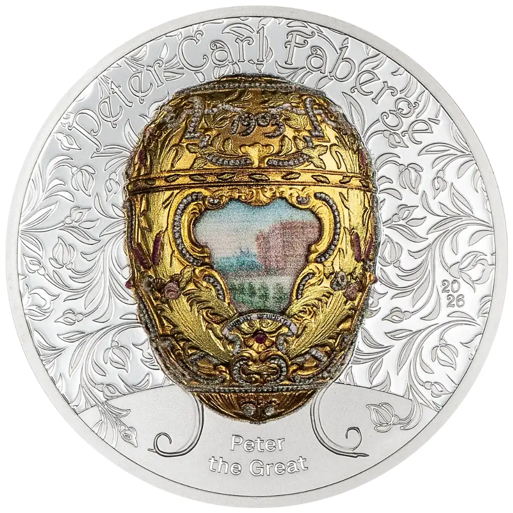 2026 Mongolia 2 oz Silver Peter the Great Fabergé Eggs Coloured Proof Coin