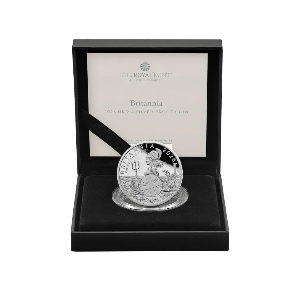 2026 UK 2 oz .999 Silver Britannia Proof Coin - The Royal Mint