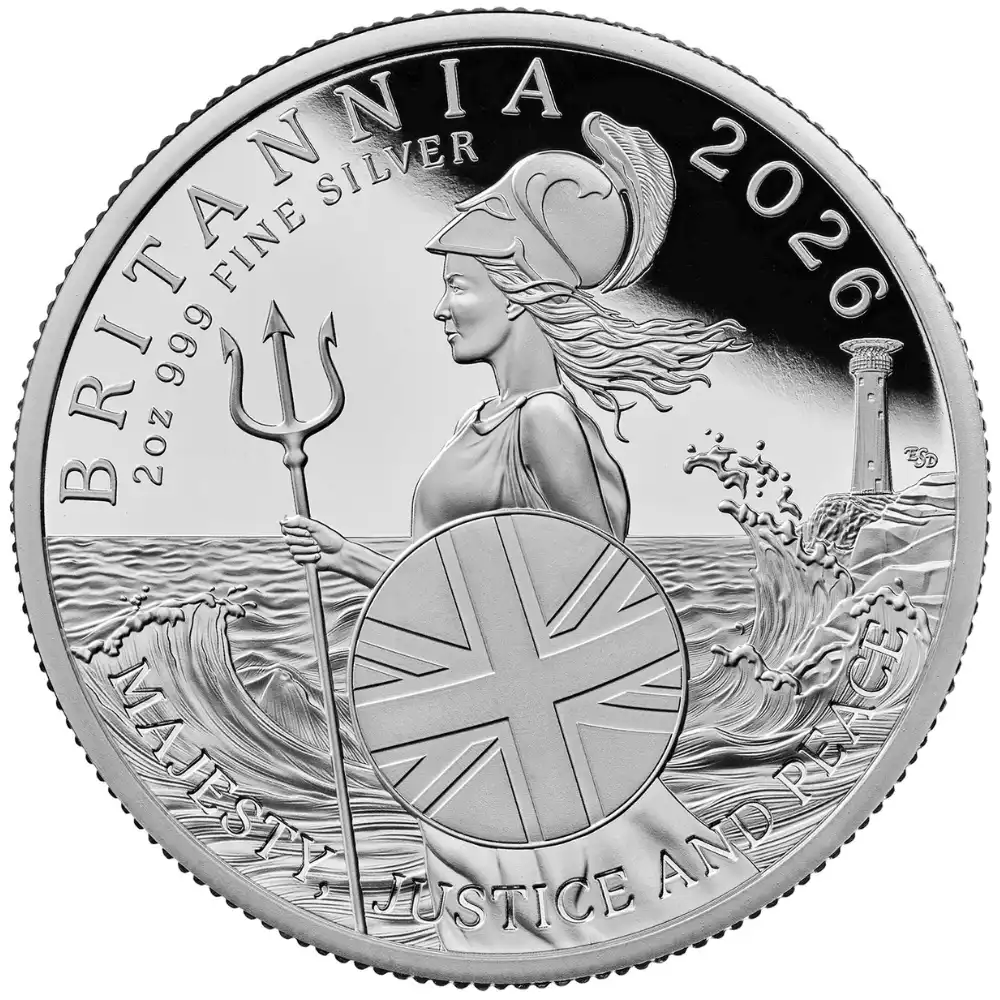 2026 UK 2 oz .999 Silver Britannia Proof Coin - The Royal Mint