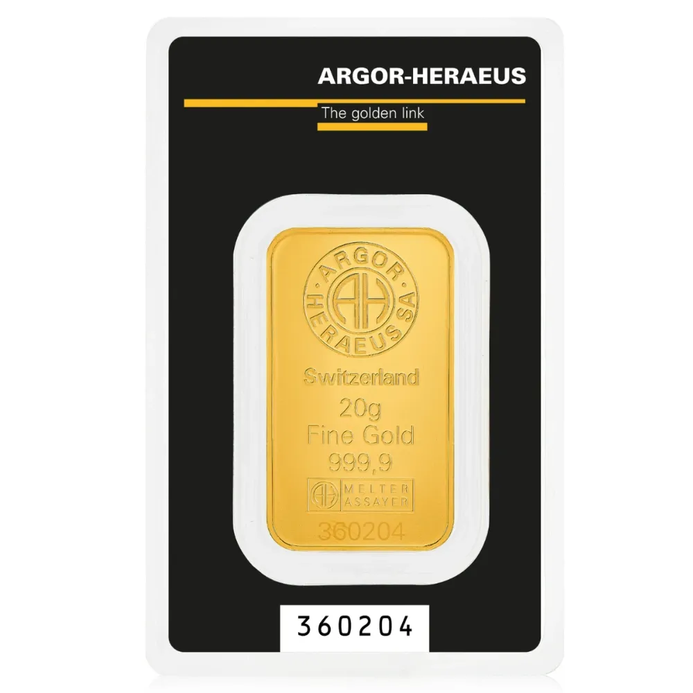 20g Argor Heraeus Gold Minted Bar