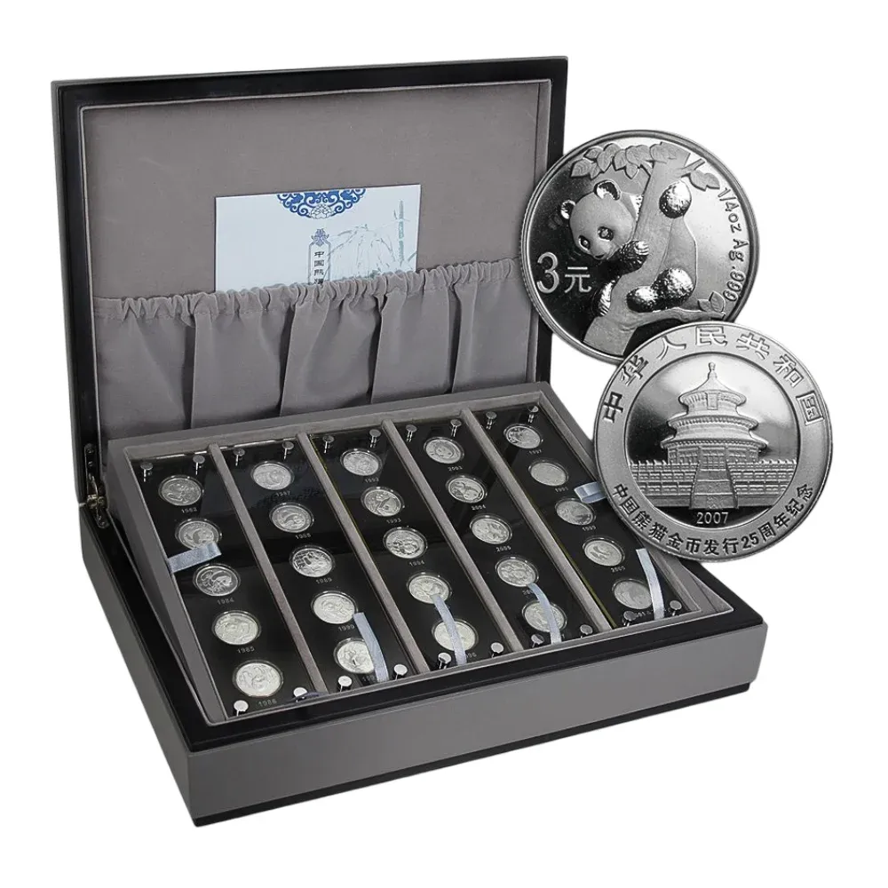 2007 China 25th Anniversary Panda 3 Yuan 1/4 oz. Silver Set (1982-2007)