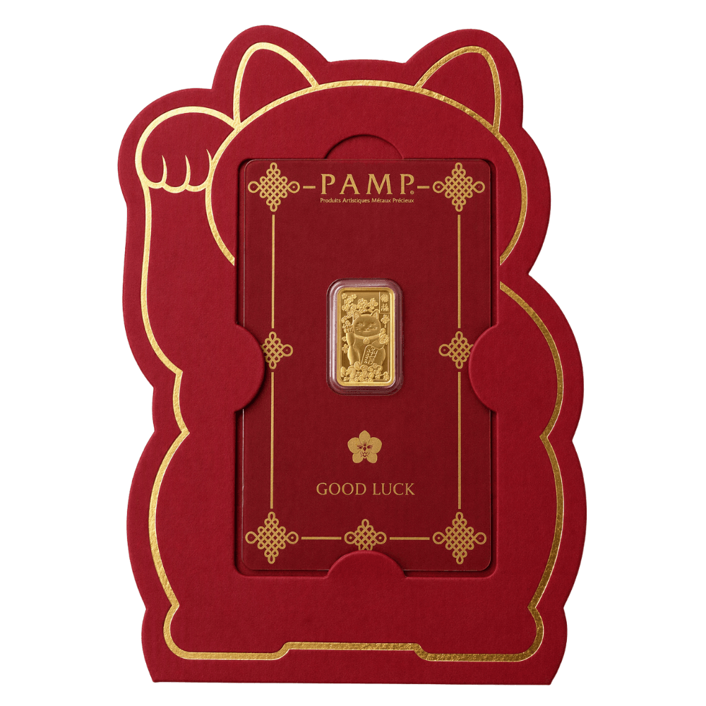 2.5g PAMP Gold Lucky Cat Minted Bar