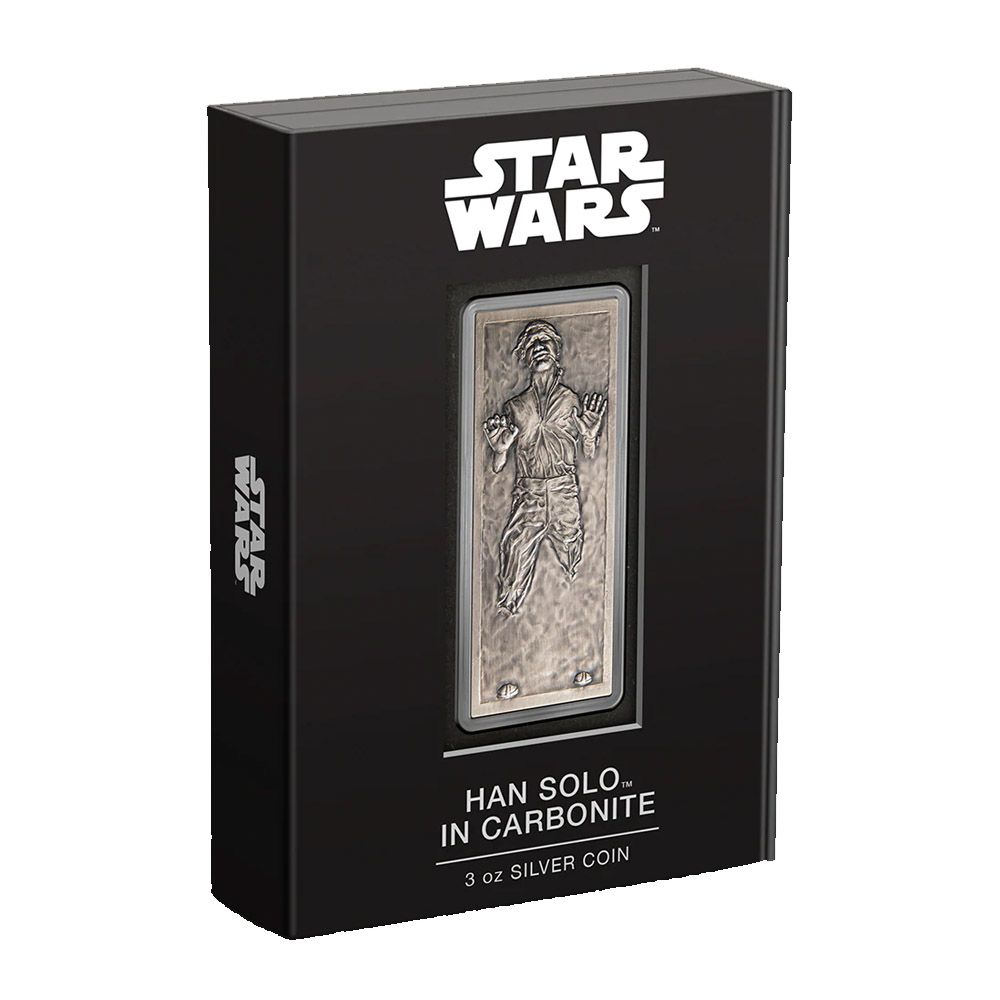 2022 Niue 3 oz .999 Silver $10 Star Wars Han Solo in Carbonite Antiqued Coin Bar