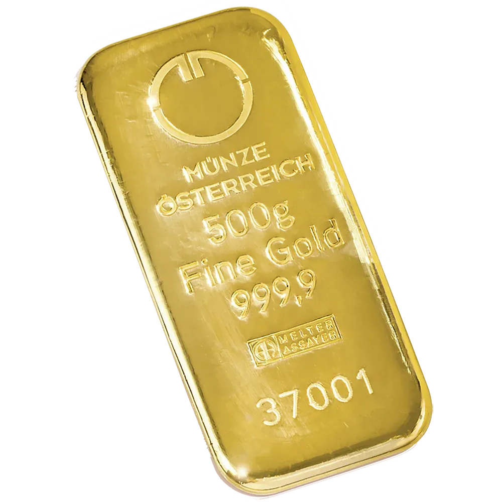 500g Austrian Mint Gold Cast Bar