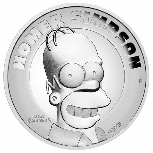 2021 2oz Homer Simpson .9999 Silver Proof HR Tuvalu Coin