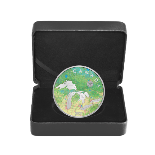 2021 Canadian $50 Great Lakes Tribute 5oz Silver Colourised Coin