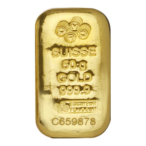 50g PAMP Suisse Gold Cast Bar
