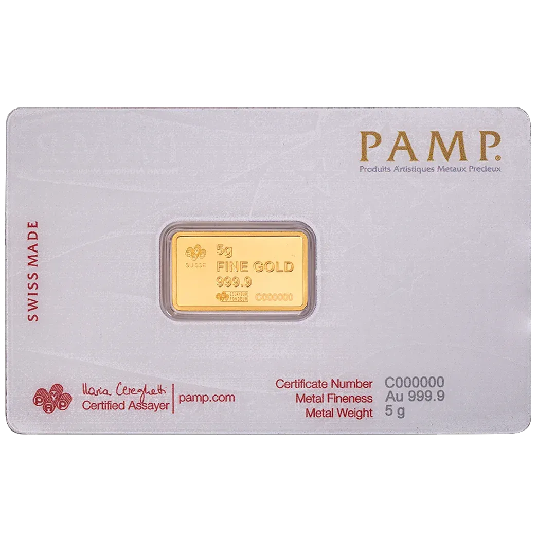 5g America the Free - Statue of Liberty .9999 Fine Gold Minted Bar - PAMP Suisse