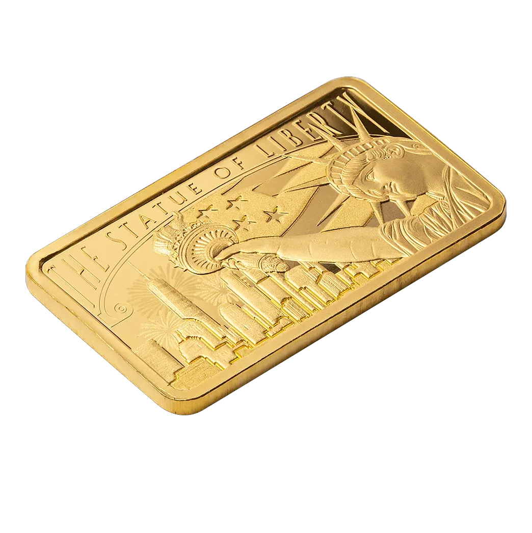 5g America the Free - Statue of Liberty .9999 Fine Gold Minted Bar - PAMP Suisse