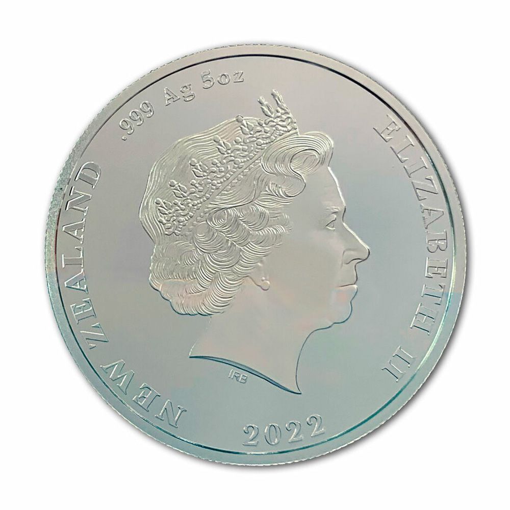 2022 5oz Queen Elizabeth II Platinum Jubilee Coloured Silver Proof Coin NZP 2