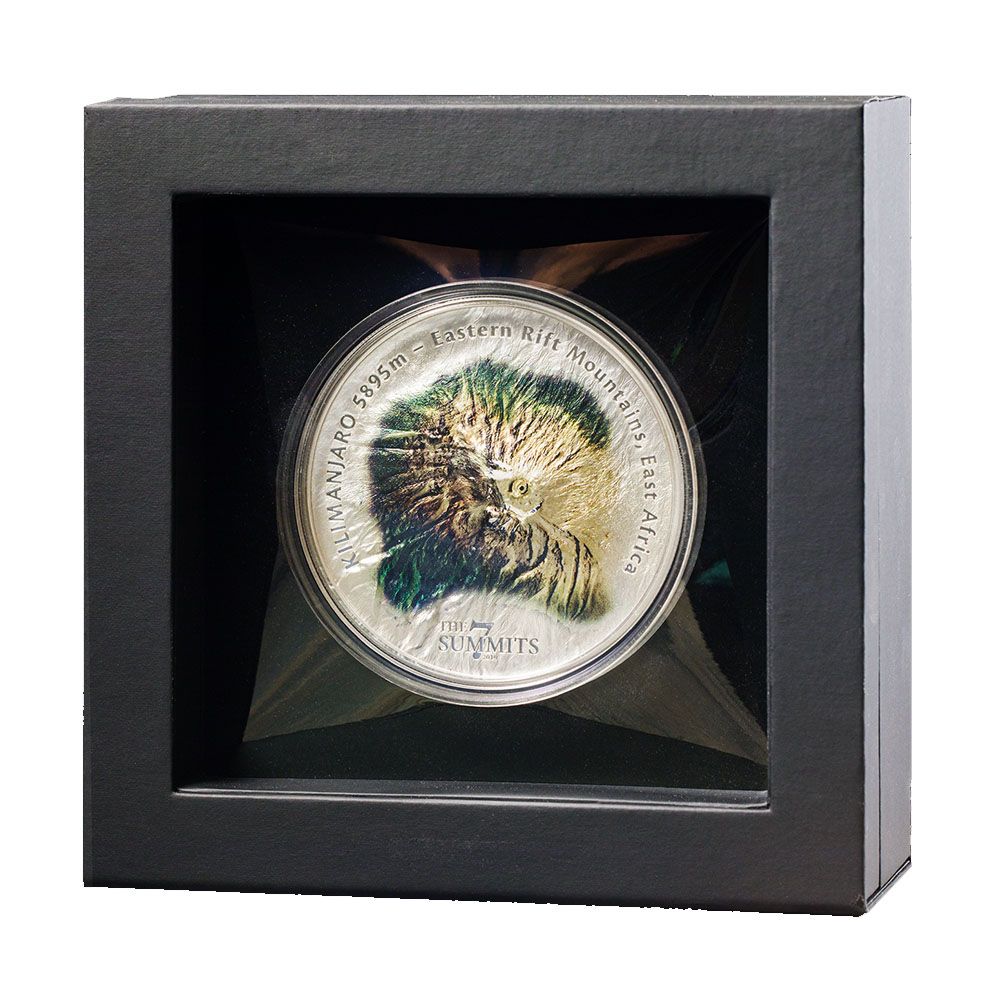 2021 Cook Islands 5 oz Silver $25 7 Summits Kilimanjaro Ultra High Relief Coin