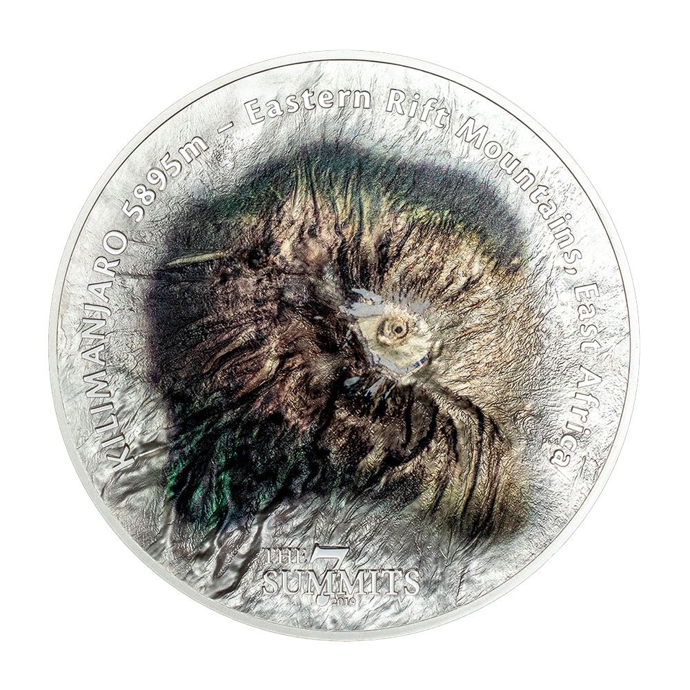2021 Cook Islands 5 oz Silver $25 7 Summits Kilimanjaro Ultra High Relief Coin