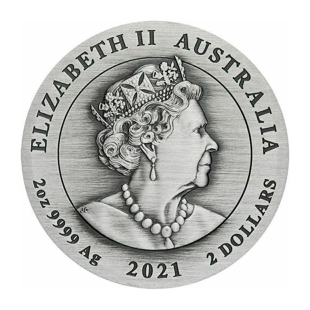 2021 Australia 2 oz Silver Double Pixiu Antiqued Coin - Perth Mint