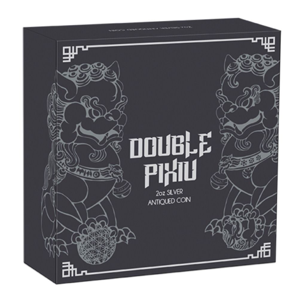 2021 Australia 2 oz Silver Double Pixiu Antiqued Coin - Perth Mint