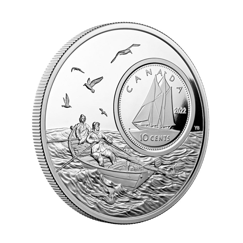 2022 Canada 5 oz .9999 Silver The Bigger Picture - The Bluenose 10c Proof Coin