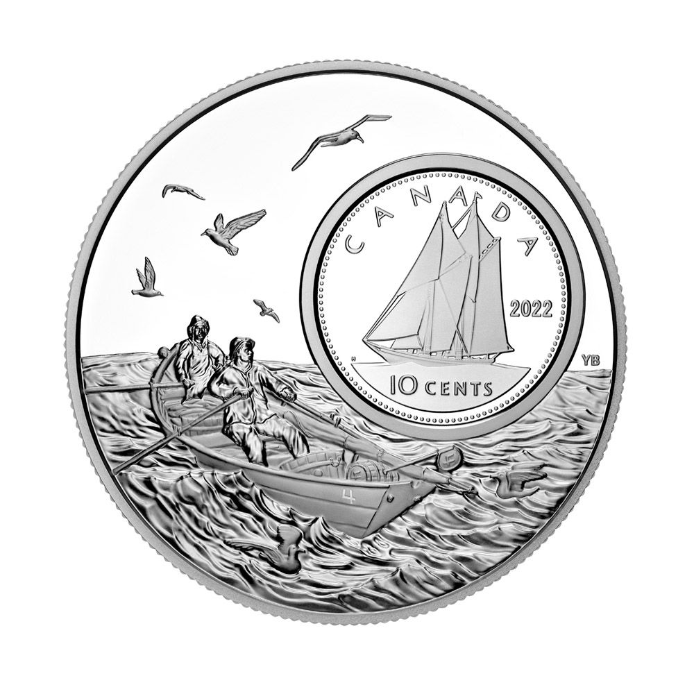 2022 Canada 5 oz .9999 Silver The Bigger Picture - The Bluenose 10c Proof Coin
