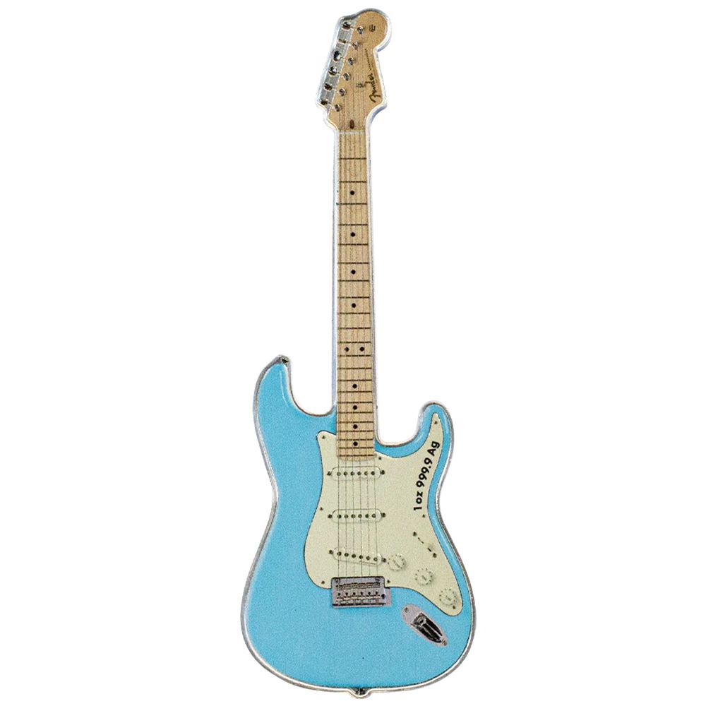 2022 1 oz Silver PAMP Fender Stratocaster Guitar Daphne Blue