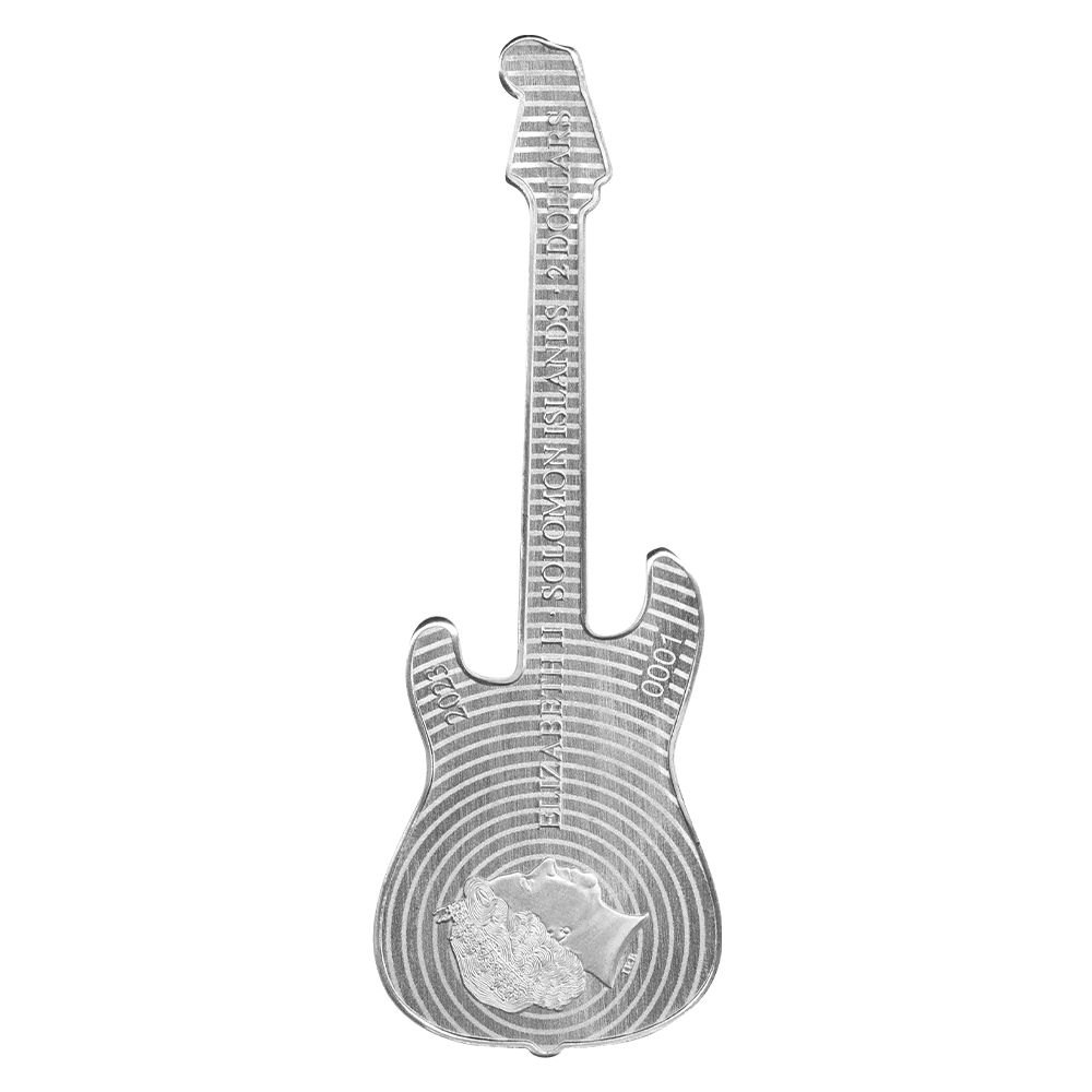 2022 1 oz Silver PAMP Fender Stratocaster Guitar Daphne Blue