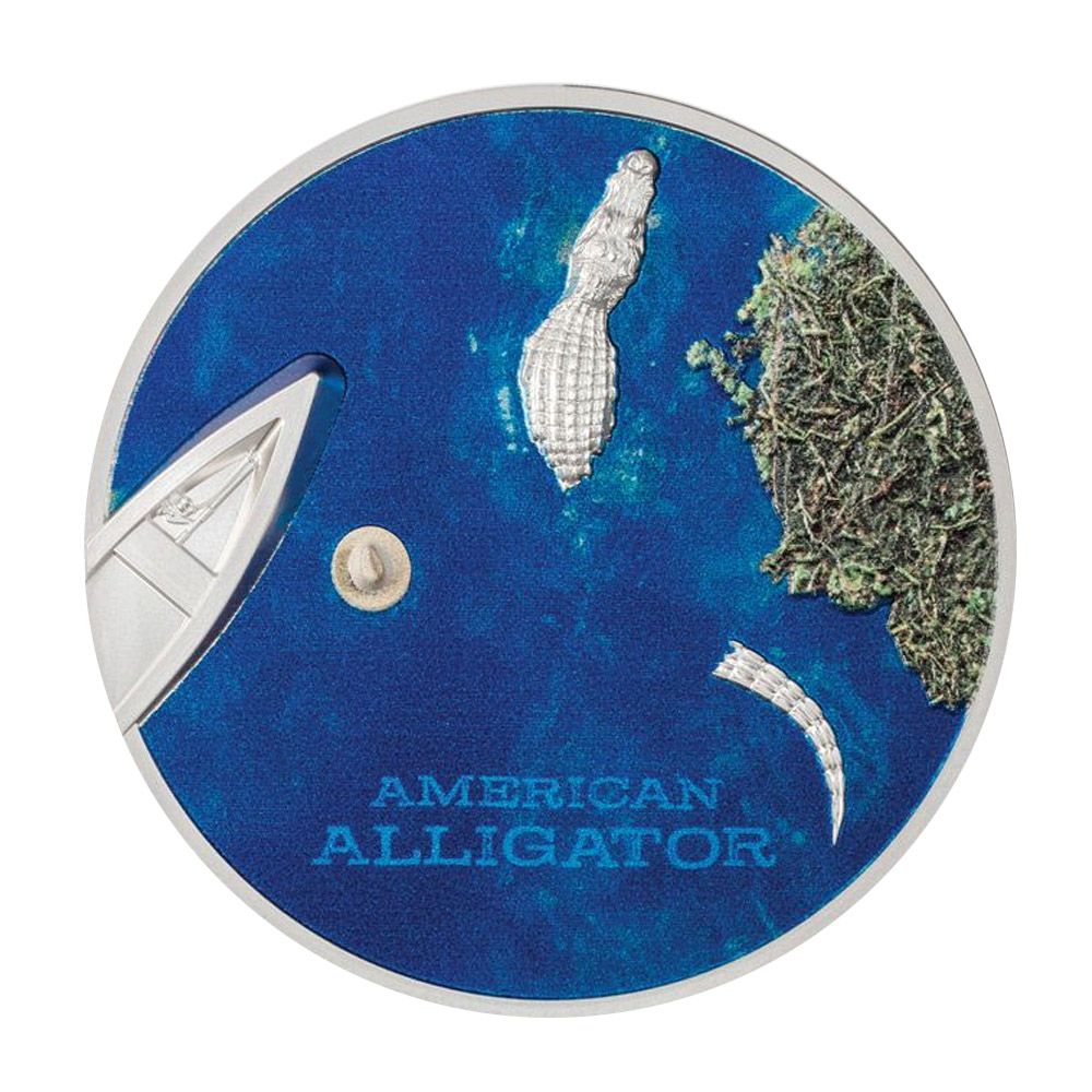 2022 1oz Ultra High Relief Colorized Proof Silver Coin - American Alligator 1