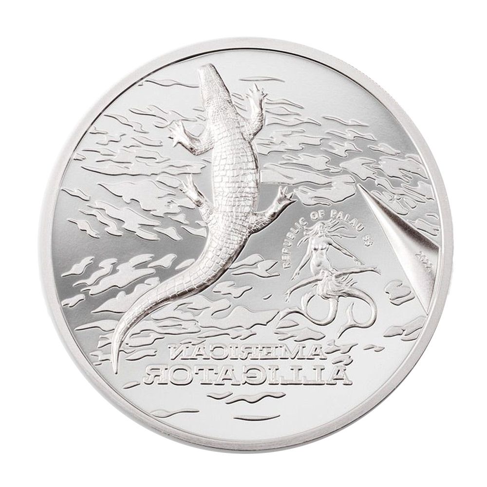 2022 1oz Ultra High Relief Colorized Proof Silver Coin - American Alligator 2