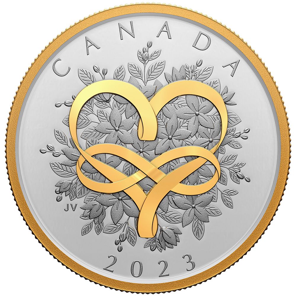 2023 1oz Silver Celebrate Love with Yellow Gold Plating Coin