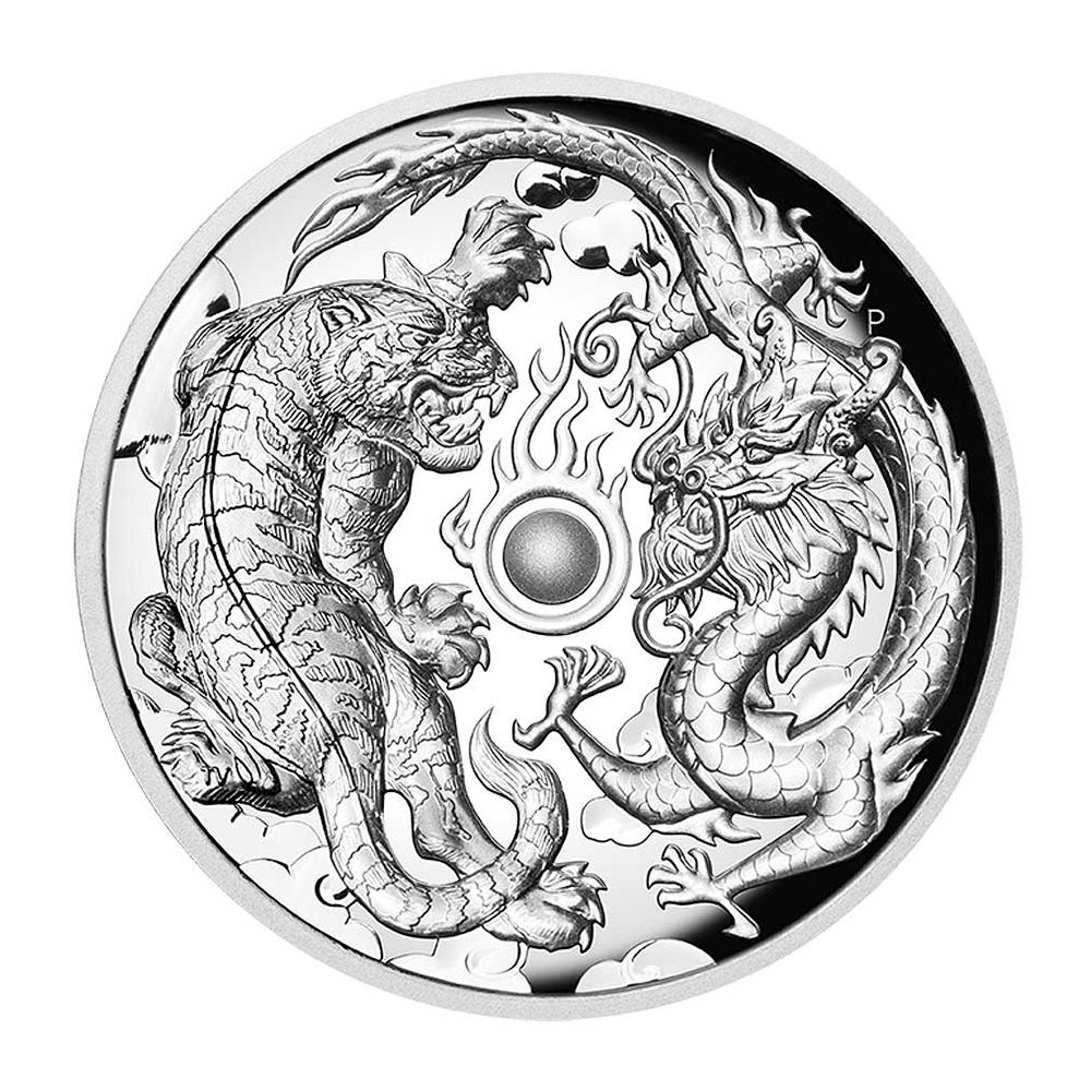 2018 Dragon & Tiger 2oz Silver Proof High Relief Coin