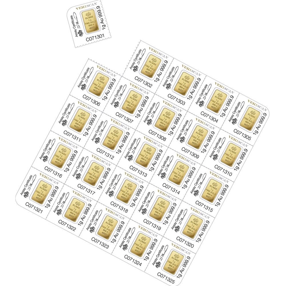 25 x 1g PAMP Suisse Gold Minted Bars