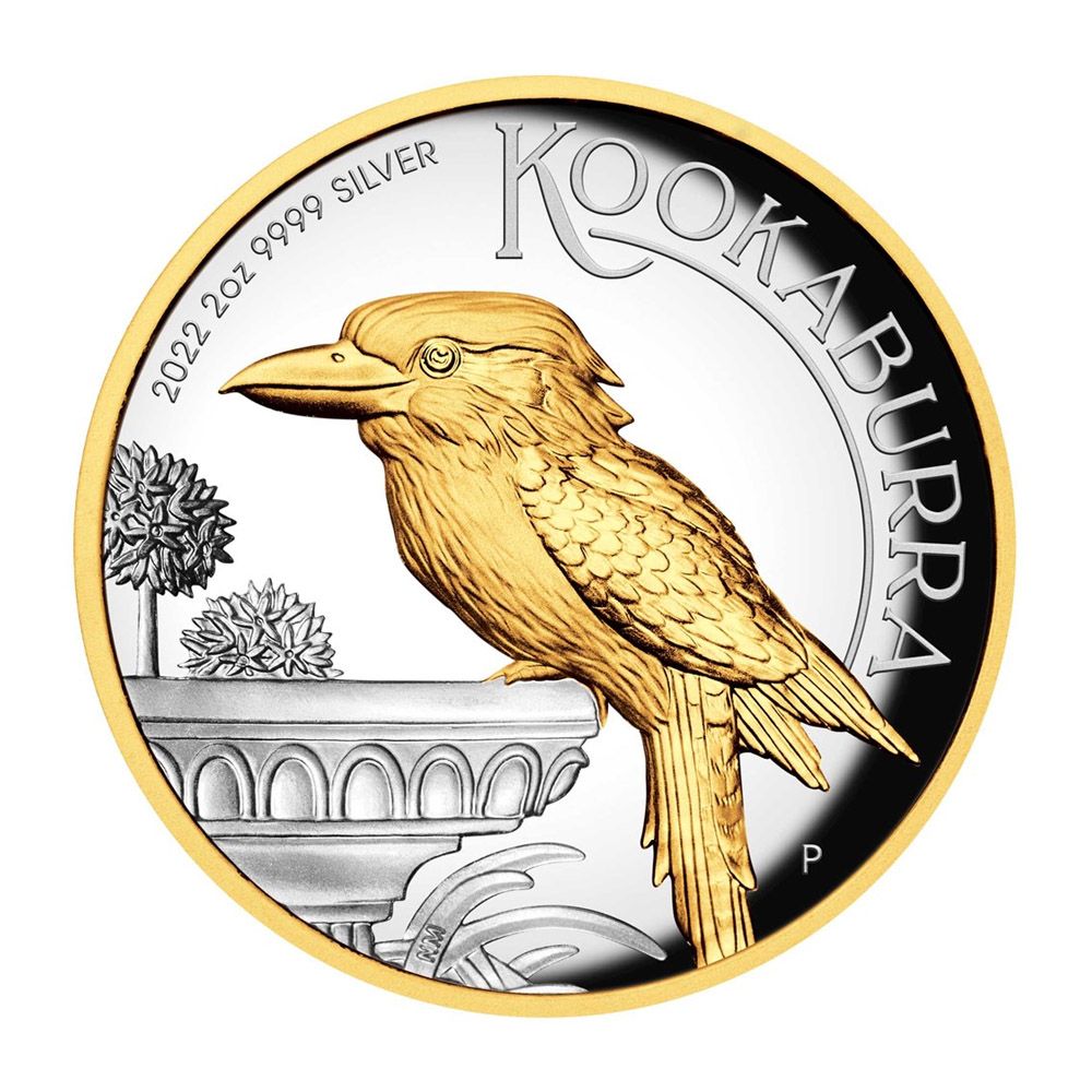 2022 Australian Kookaburra 2oz Silver Proof Gilded High Relief Coin 1