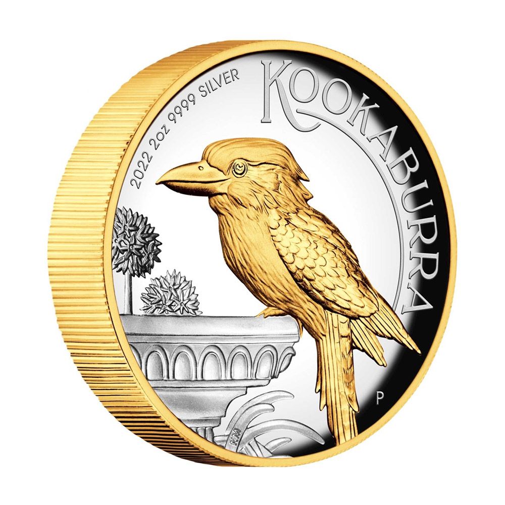 2022 Australian Kookaburra 2oz Silver Proof Gilded High Relief Coin 2