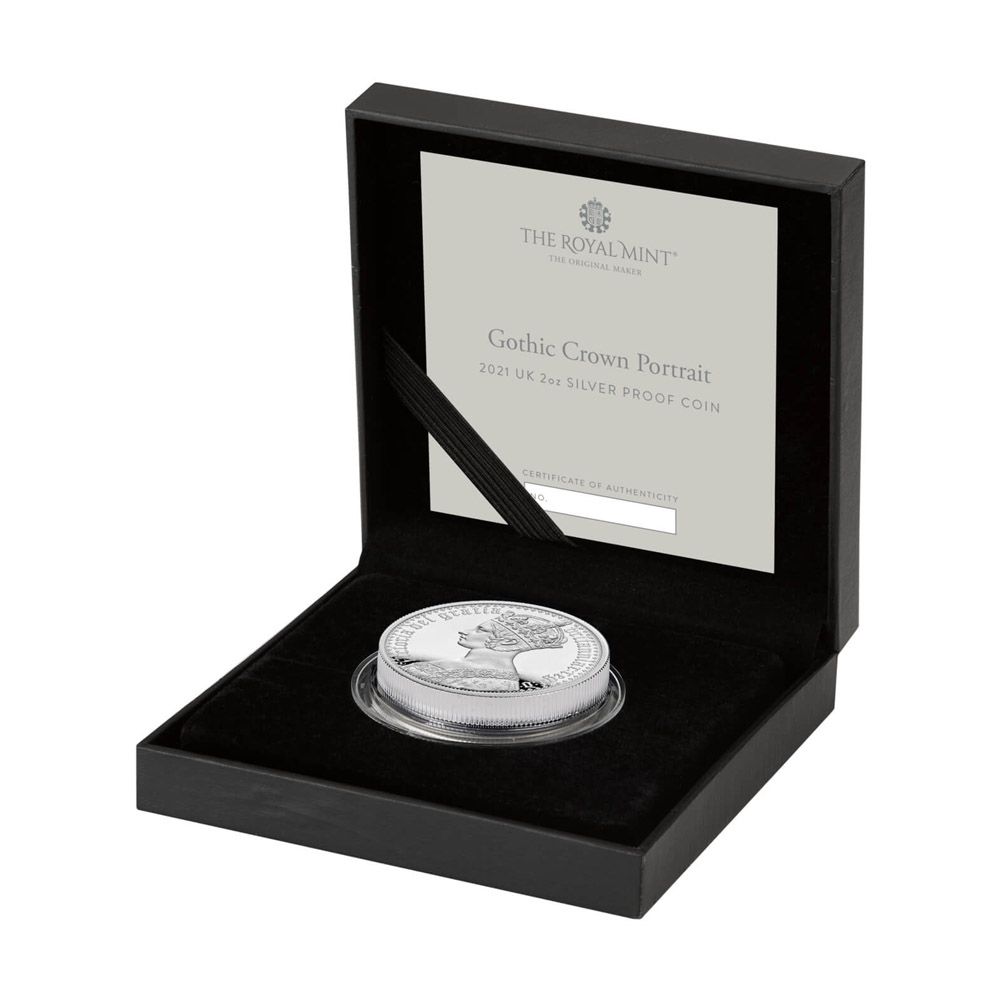 2021 5oz UK Gothic Crown Portrait .999 Silver Proof Coin 5