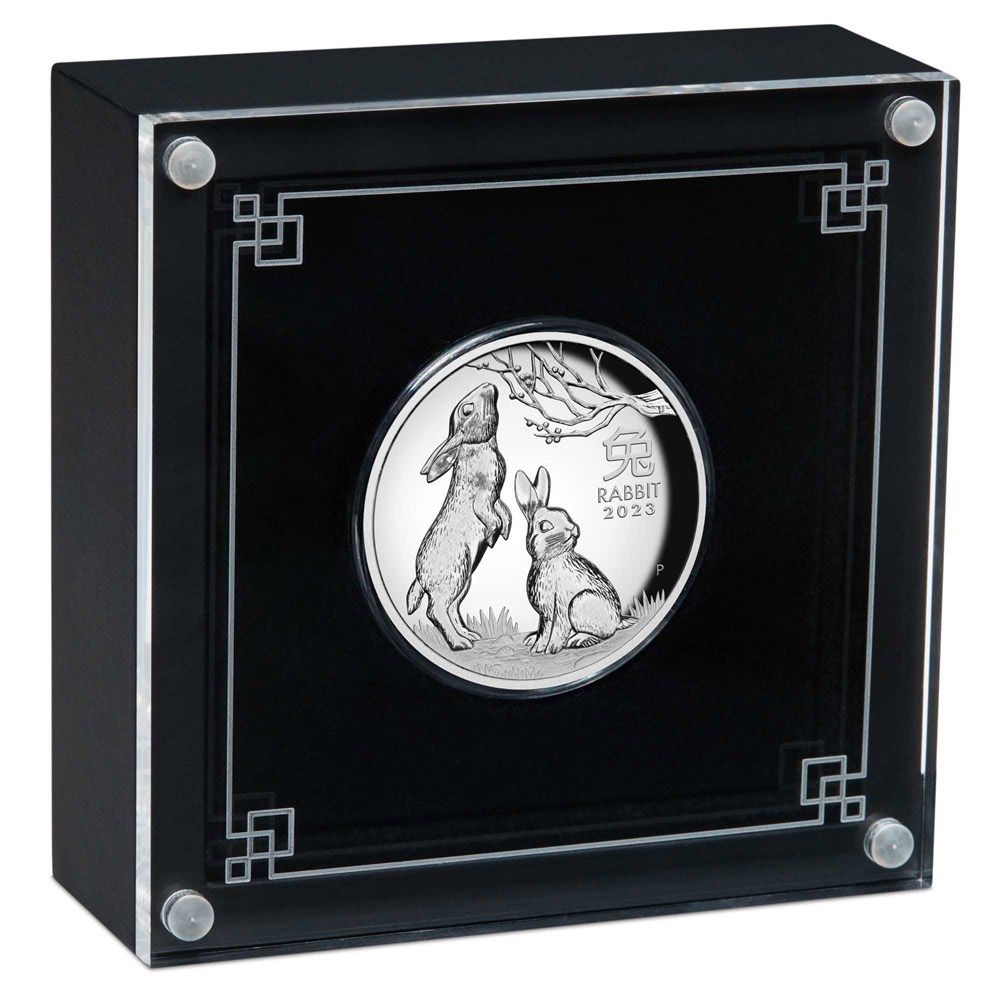 2023 1oz Perth Mint Year of the Rabbit Silver Proof High Relief Coin-4