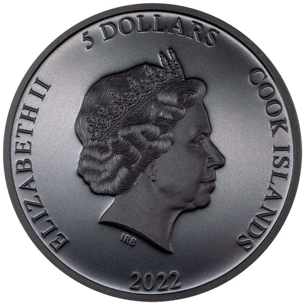 2022 Cook Islands 1 oz Silver Iron Maiden - Fear of the Dark Obsidian Black Coin
