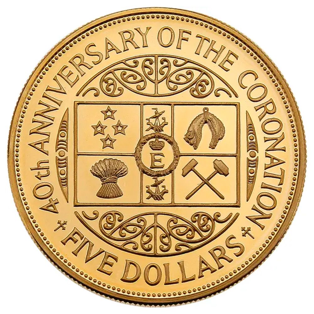 1993 $5 Gold Proof New Zealand Coronation 40th Anniversary-1
