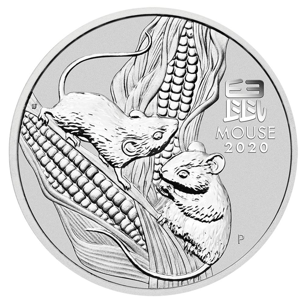 2020 Australia 1oz Silver Lunar Year of the Mouse BU Coin - Perth Mint