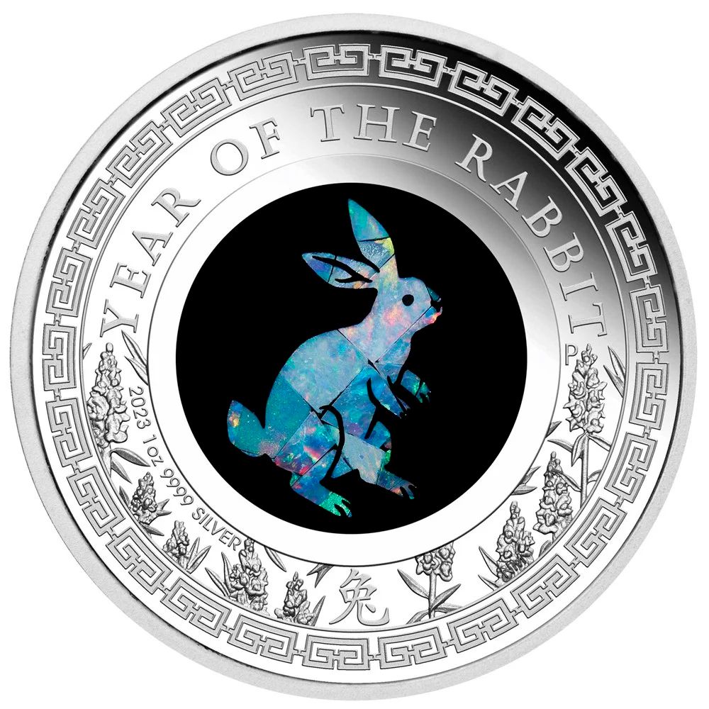 2023 1oz Australian Opal Lunar Series "Year of the Rabbit" Silver Proof Coin-1