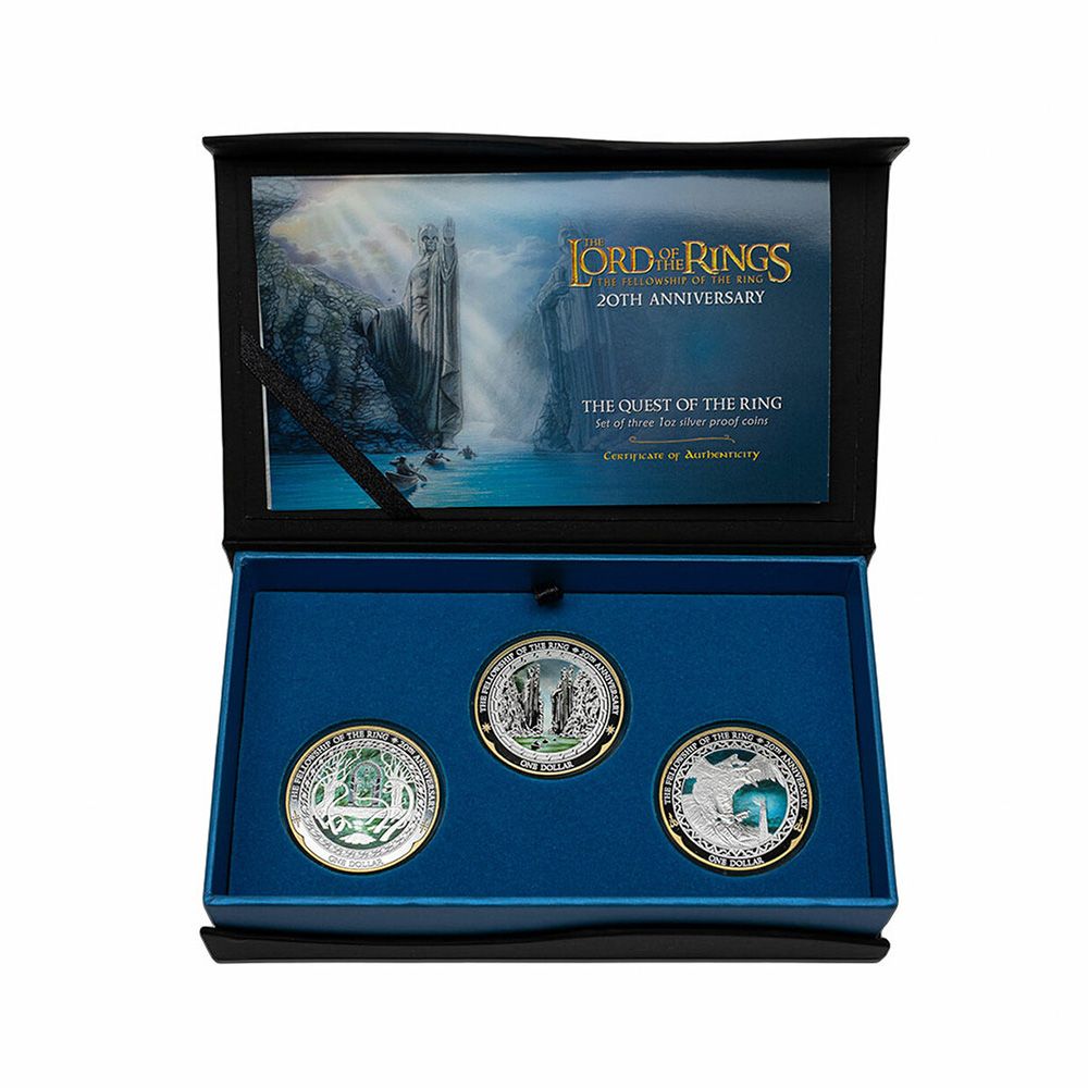 2021 LOTR 20th Anniversary Silver 3 x 1oz Coin Set - Quest of the Rin-2
