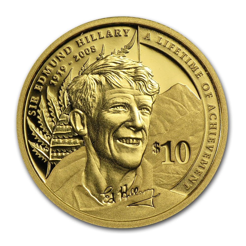 2008 1/4oz NZP Sir Edmund Hillary Gold Proof Coin 1