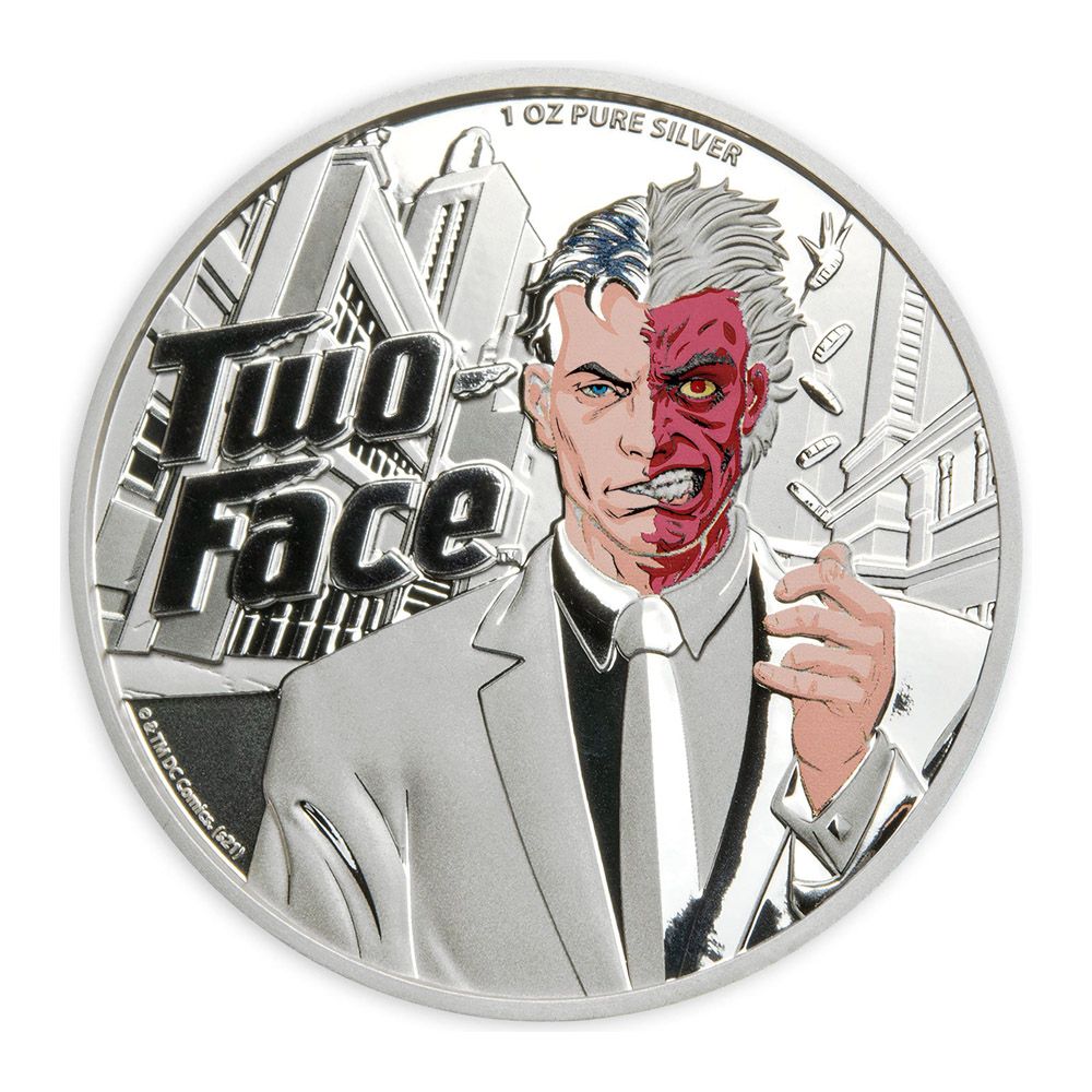 2022 Samoa 1 oz Silver DC Comics Two-Face Supervillain Colorized Proof-like Coin