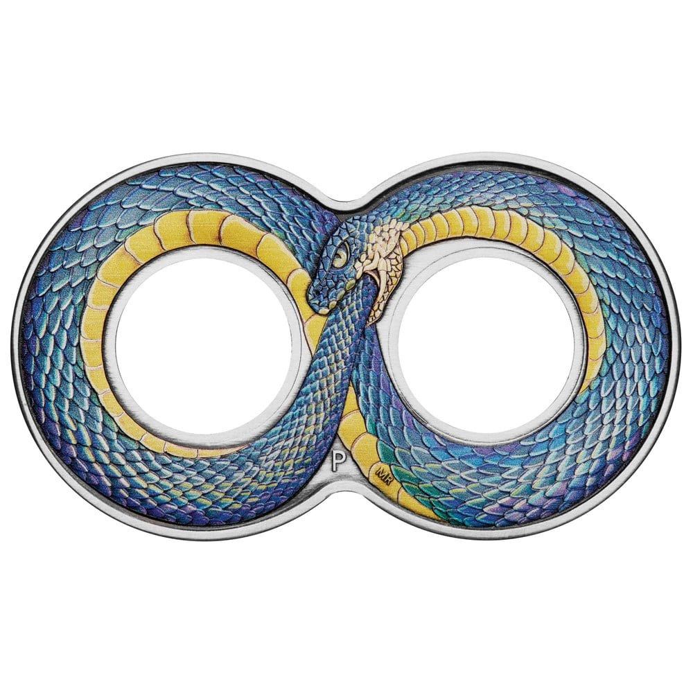 2022 2oz Silver Antiqued Ouroboros Coloured Coin