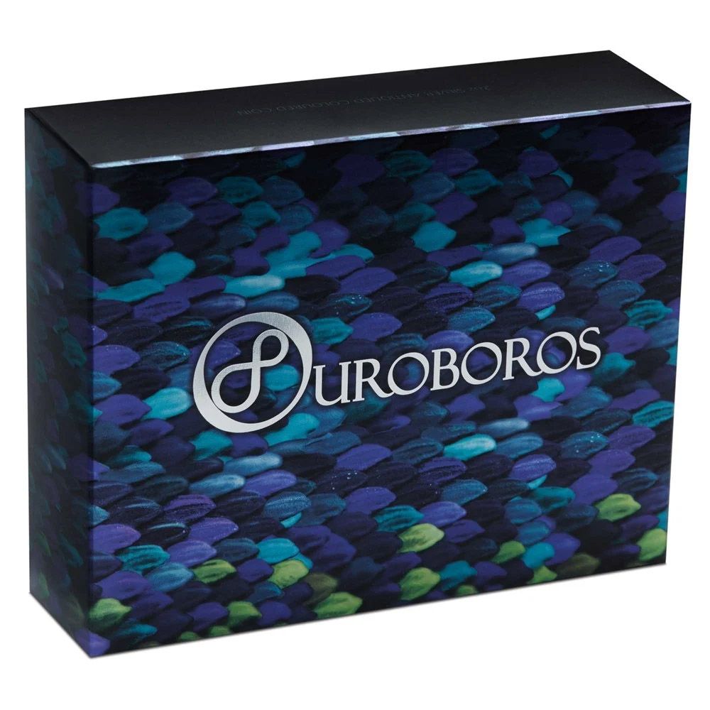 2022 2oz Silver Antiqued Ouroboros Coloured Coin